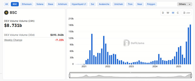 BNB DEX Volume 2021 to 2025