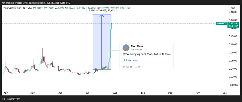 vine coin and elon musk tweet