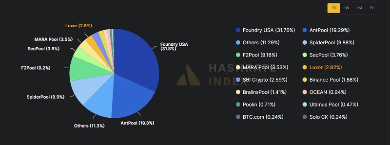 Bitcoin mining share 2025