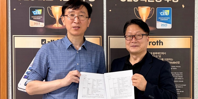 Zkrypto CEO Oh Hyun-ok and Metanation CEO Lee Kwang-tae sign partnership